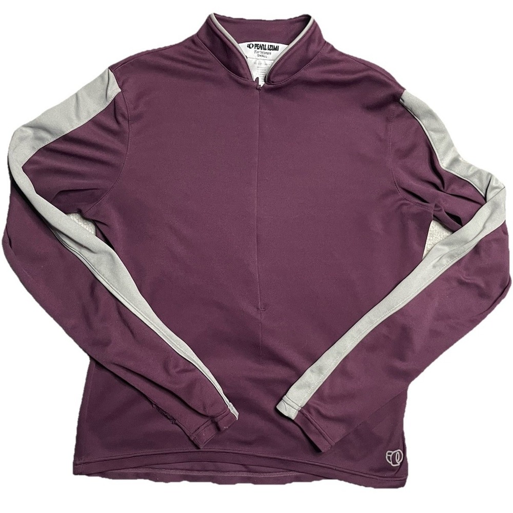 Pearl Izumi Cycling Jersey Women's Small 1/2 Zip Long Sleeve Burgundy/Grey